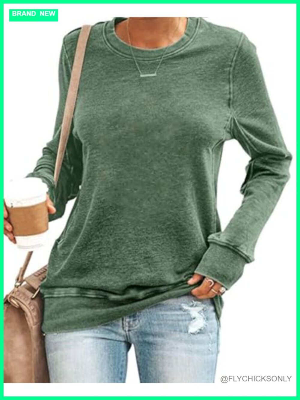 Womens Crewneck Sweatshirt Long Sleeve Oversized Soft Pullover Top